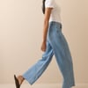 Blue Mid Rise Subtle Barrel Jeans
