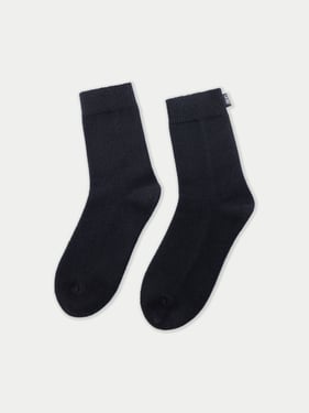 Unisex Cashmere Jersey Knit Bed Socks - 43-45 / Black / AK96-1481
