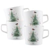 Aynsley Little Robin Christmas Tree Mugs Set of 4