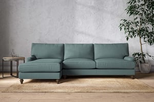 nkuku Marri Left Hand Chaise Sofa | Make To Order | Grand | Recycled Cotton Airforce