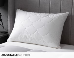 QE Home Aura Adjustable Silk in Encased Pillow, White, Standard