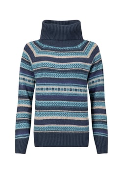 Weird Fish Annecy Fair Isle Roll Neck Jumper Navy Size 8