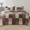 QE Home Bless Cotton Quilt Set, Patchwork, Green, Super King