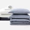 QE Home 7-Piece Move-In Bedroom Starter Bundle - Navy, GOTS Certified, White, Queen