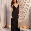 Sprinkle Daisies Mesh Maxi Dress Black