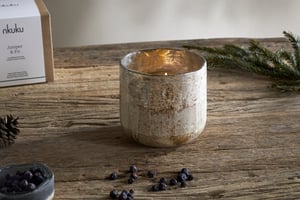 nkuku Juniper & Fir 3 Wick Scented Candle | Candles & Home Fragrance | Antique Gold