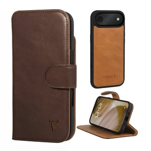 iPhone Air Leather Case (with Detachable Cover & MagSafe Compatible) - Dark Brown