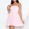 Rosette Whimsy Strapless Mini Dress Pink