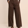 Brown Pleated Subtle Barrel Trousers