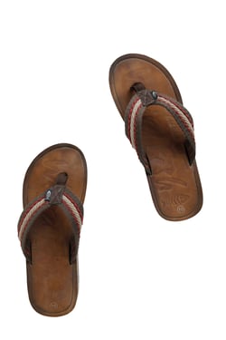 Weird Fish Malham Leather Look Flip Flops Antique Tan Size 9