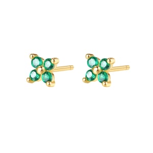 Green Daisy Stud Earrings Sterling Silver