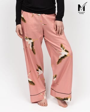 Bonnie Womens Crane Bird Print Wide Leg Pyjama Bottoms - 28