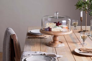 nkuku Recycled Glass Dome Cake Stand | Serveware | One Size | Mango Wood & Glass