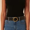 Black Gold Circular Buckle Leather Belt