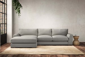 nkuku Guddu Left Hand Chaise Sofa | Make To Order | Medium | Brera Linen Smoke