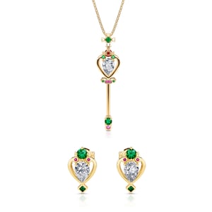 Jeulia "Power" Vintage Queen of Hearts scepter Sterling Silver Jewelry Set