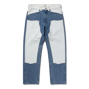Aries Womens Patchwork Western Carpenter Jeans Blue / White