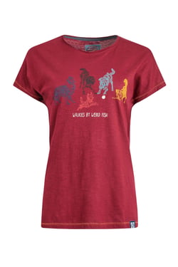 Weird Fish Go Fetch Front Print Graphic T-Shirt Garnet Size 16