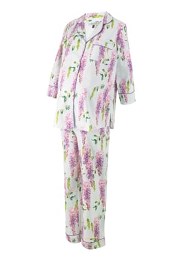 Womens Under-Bump Maternity Long Sleeve Cotton Pyjamas Duck Egg Wisteria - 3XL / 22-24 / Pink