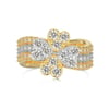 Jeulia Two Tone Clover Ring Set Silver Lucky Four-Leaf Design