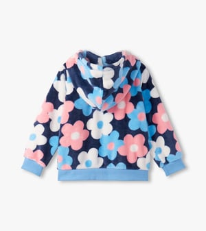 Girls Big Flowers Fleece Zip-Up Hoodie