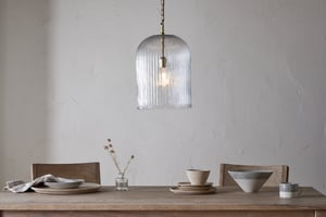 nkuku Lumina Fluted Recycled Glass Pendant | Lights | Large | Clear