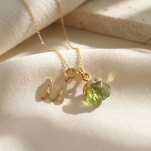 18k Gold Vermeil Plated Initial And Birthstone Necklace - 9. Sapphire - September