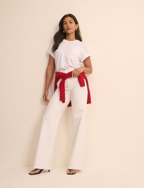 Ecru High Rise Soho Wide Jeans