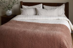 nkuku Nidra Velvet & Linen Bed Quilt | Textiles | Rust | 220 x 140 cm