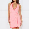 Surfside Halter Linen Blend Mini Dress Pink