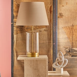 Wisteria rechargeable table lamp in glass finished in antique brass