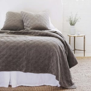 Brussels Quilted Pewter Cotton Euro Sham