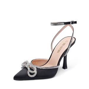 DREAM PAIRS Destiny Stiletto Rhinestone Strap Pumps