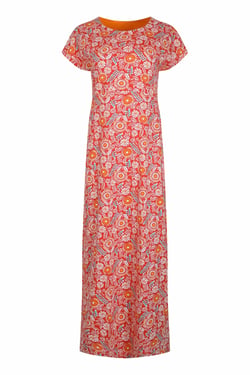 Weird Fish Mirren Organic Cotton Printed Maxi Dress Tango Red Size 18