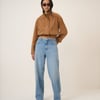 Brown Funnel Neck Suede Bomber
