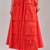 AKIRA Amelia Cargo Pocket Maxi Skirt | Red | Size XL