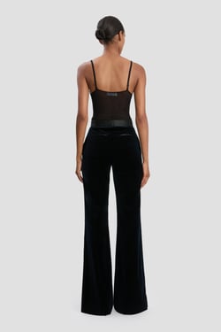 Victoria Beckham Alina Trouser In Midnight Velvet - 14 - Womens