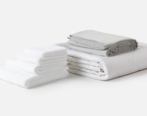 QE Home 6-Piece Bath & Bedding Essentials Bundle - Charcoal & White, Double