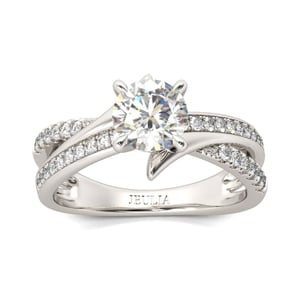 Jeulia Crossover Round Cut Sterling Silver Ring
