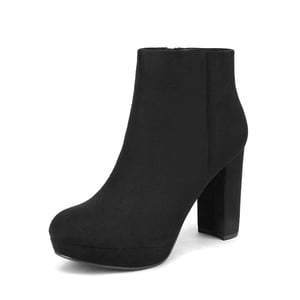 DREAM PAIRS Round Toe High Heel Chunky Ankle Boots