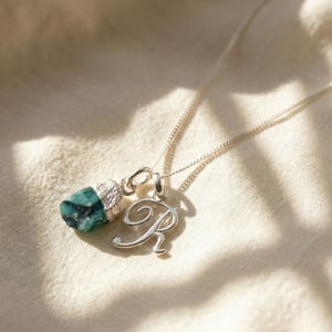 925 Sterling Silver Initial And Crystal Necklace - 12. Tanzanite - December