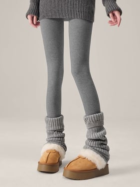 Wool Blend Lightweight Slimming Footed Tights - Light Grey / One Size