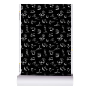 Good Roots Toile Wallpaper Black