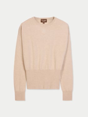 Organic Color Cashmere Cinched-Waist Sweater - XL / Beige / WK1114-0002