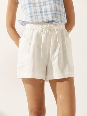 100% Linen Utility Side Pocket Short WYNNIE - Optic White / M