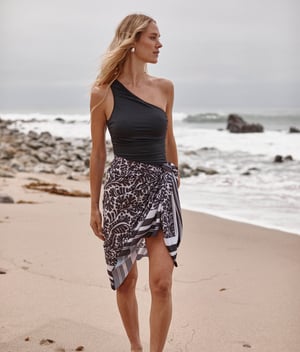 The Silky Luxe Pareo - Floral Wave in Sea Urchin / O/S