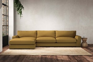 nkuku Guddu Left Hand Chaise Sofa | Make To Order | Grand | Recycled Cotton Ochre