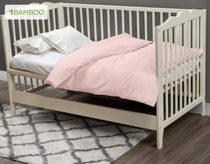 QE Home Bamboo Cotton Crib in Sized Duvet Cover, Bamboo Cotton in Petal, Pink