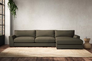 nkuku Guddu Right Hand Chaise Sofa | Make To Order | Grand | Recycled Cotton Moss