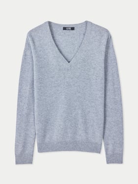 Essential Cashmere V-Neck Sweater - 2XL / Gray / WK02-148